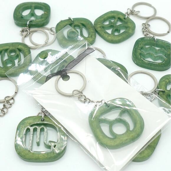 Mystic Olive Green ZODIAC Charm Keychain - Picture 4 of 8